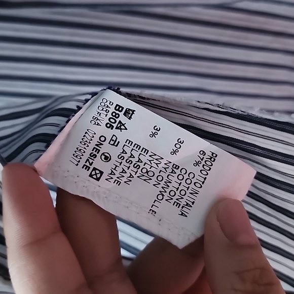 Une Made in Italy Double Strap Neck Oversized Half Open Front Blouse Shirt - Picture 7 of 8